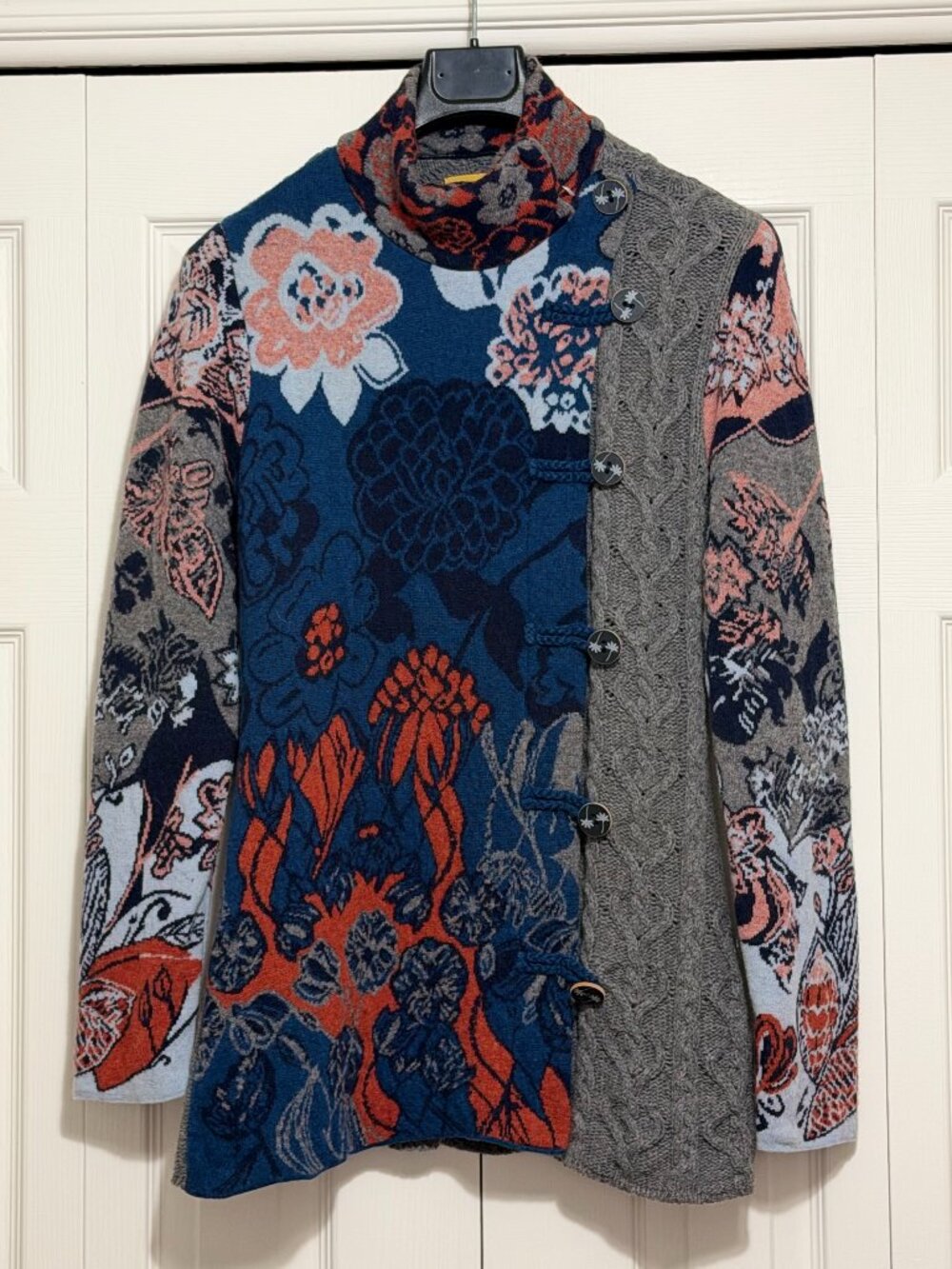 KOOI Knitwear Lambswool Asymmetric Cardigan – Boho Floral